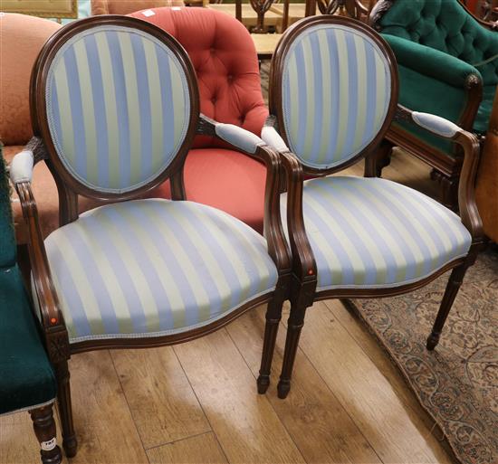 A Victorian mahogany prie dieu chair, upholstered in blue dralon